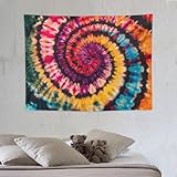 ZhiRain Tie Dye Tapestry Wall Hanging Spiral Bohemian Watercolor Swirl Ethnic Gypsy Trippy Indian Artsy Tapestries Home Decor for Living Room Bedroom Apartment Farmhouse Dorm 30'x40'