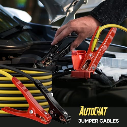 AutoChat Jumper Cables for Car Battery, 8 Gauge 12 Feet Automotive Booster Cables, for Jump Starting Dead or Weak Batteries with Carry Bag
