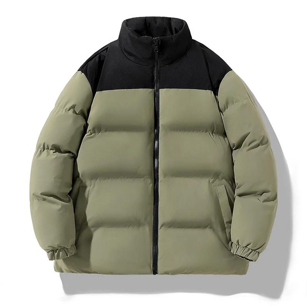 Piumino da uomo Inverno Cuciture Colore Versatile Campeggio All'aperto Stand Collare Cappotto Abbigliamento Cotone