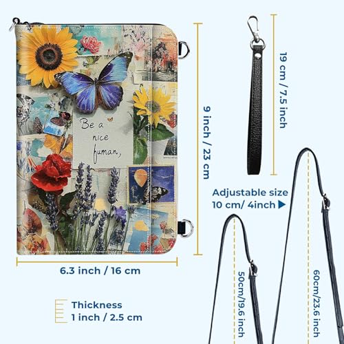 Family Passport Holder for Travel, 6 Passport Organizer Wallet with RFID Blocking and Zipper for Women & Men - Butterfly Bloom2