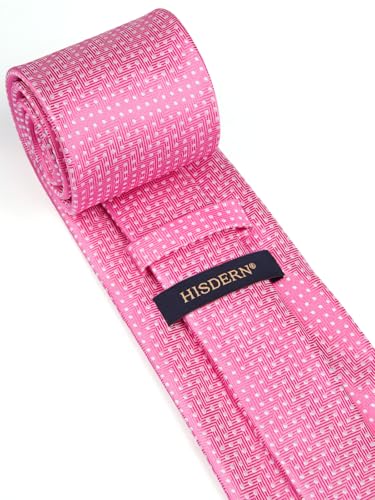 Image of HISDERN Polka Dot Ties for Men Classic Silk Ties and Pocket Square Formal Business Necktie Handkerchief Wedding Party