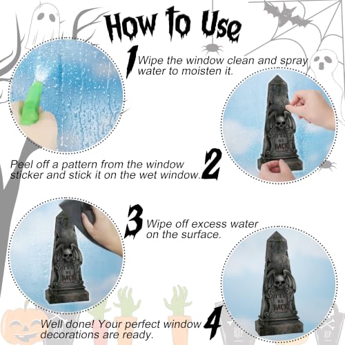 54 PCS Large Halloween Decor, Grim Reaper Halloween Window Clings for Home - image 4