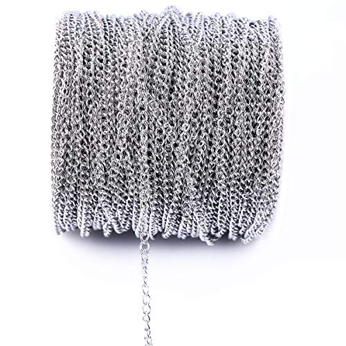 10m 33FT Stainless Steel Cable Chain Link in Bulk for Necklace Jewelry Accessories DIY Making 3.5x5mm