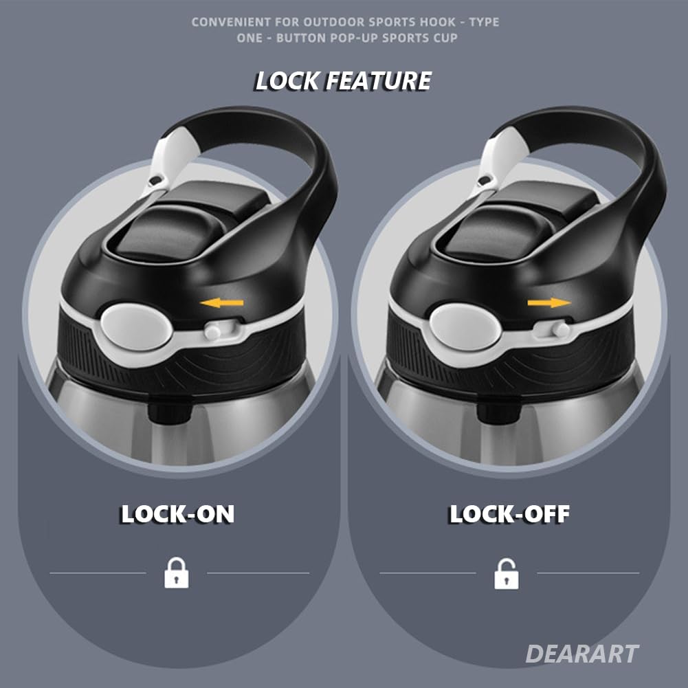 DEARART 24oz Water Bottles With Straw, Leakproof BPA FREE Hidden Nozzle, Flip Up Lid Clear Bottle With Handle Easy Clear, Suit Office Sports Travel Gym Yoga, Black - Image 6