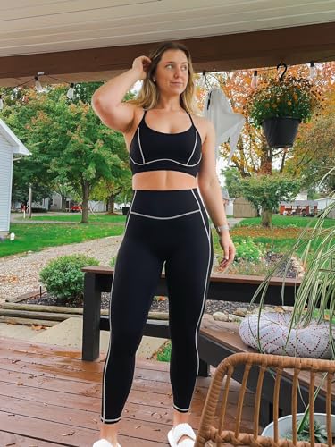 Image of Aoxjox Lexi Lined Sports Bra | color blocking, adjustable straps, women's workout fitness training gym yoga crop tank, moisture-wicking