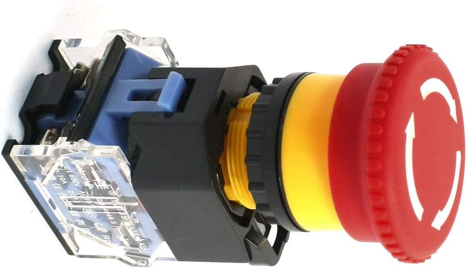 AexitSelf Locking Switches Type Red Mushroom Push Button Switch 600V Pushbutton Switches 10A YJ139-LA38
