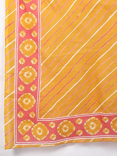 Image of Vaamsi Women's Pure Cotton Bandhani Printed Straight Kurta Set with Dupatta