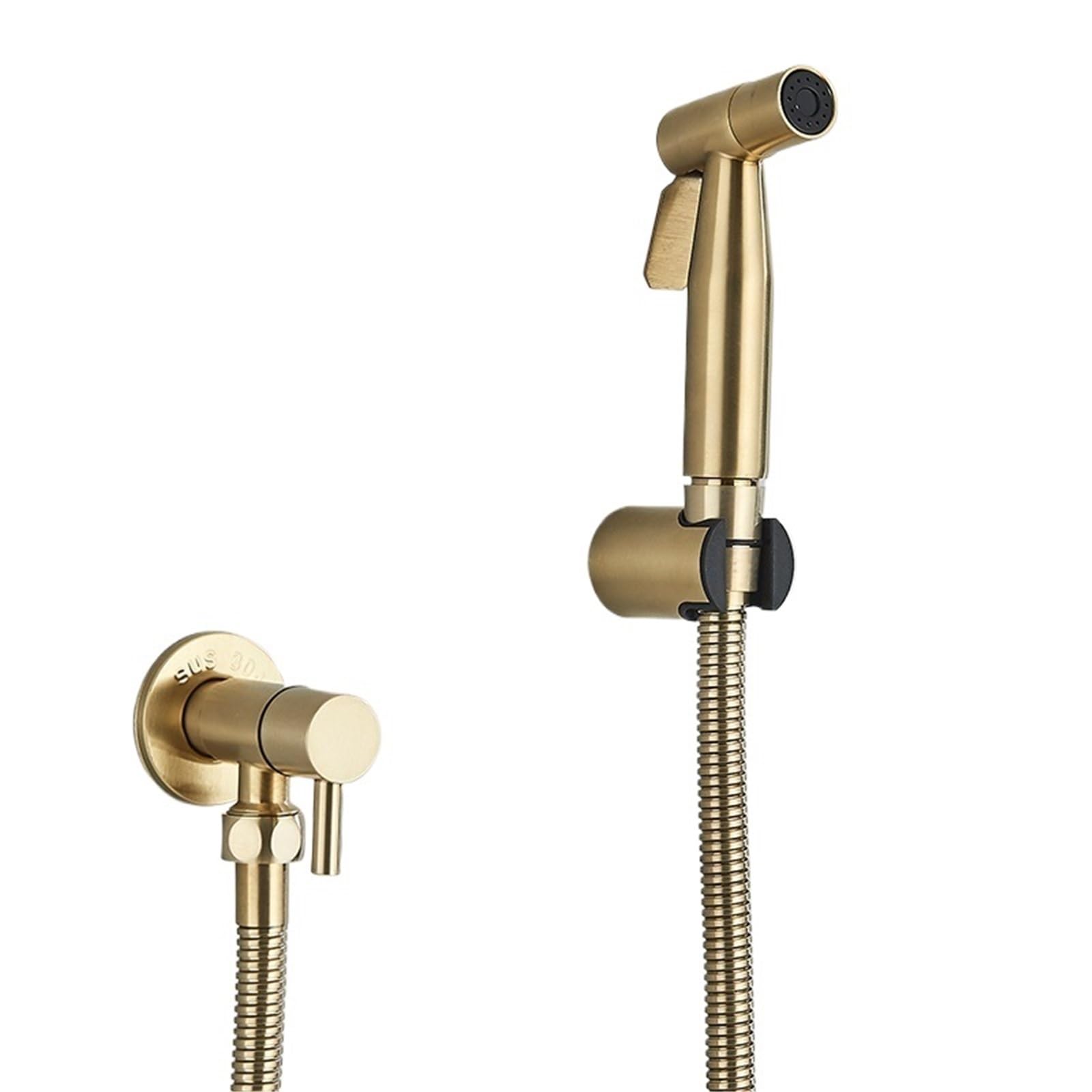 TTDGYYXW Bidé Negro Mate, Grifo Individual de Agua fría, Ducha Musulmana Higienica, grúa de Acero Inoxidable para Inodoro (Cepillado)