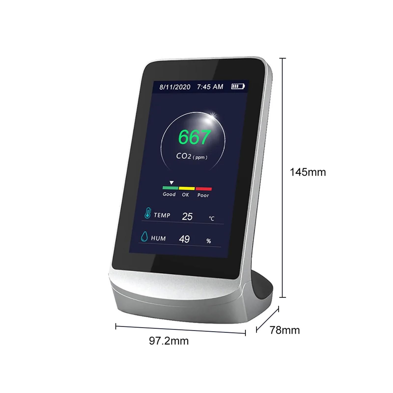 Monitor jakości powietrza DM72C WIFI, detektor CO2 400-5000 PPM, analizator temperatury i wilgotności do pracy domu Daty w czasie rzeczywistym