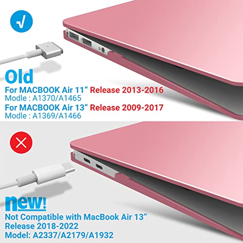 Ibenzer Compatible With Old Version Macbook Air 13 Inch Case (2010-2017 Release). Models: A1466 / A1369, Plastic Hard Shell Case With Keyboard Cover For Mac Air 13, Pink, A13Pk+1A #TOP3