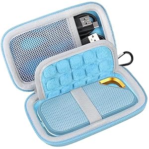 Lacdo Hard Carrying Case for SanDisk Extreme Pro/SanDisk Extreme Portable External SSD 500GB 1TB 2TB 4TB USB-C Solid State Drive EVA Shockproof Protective Storage Travel Bag, Sky Blue
