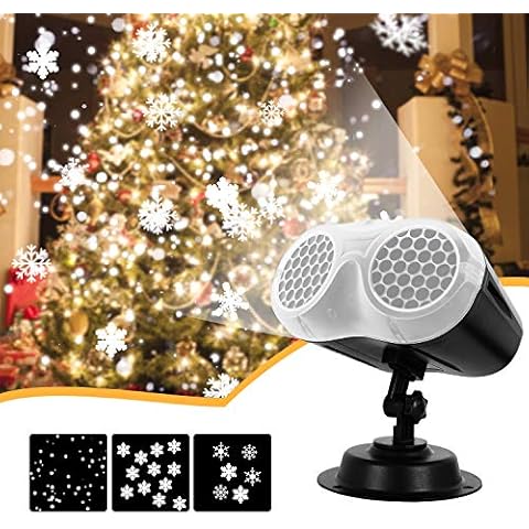 Christmas Lights, UNIFUN Upgrade Dynamic Snowflake Projector Lights, Snowfall Light Show, Waterproof, for Christmas, Halloween, Party, Wedding and Indoor, Outdoor Decorations… Cover