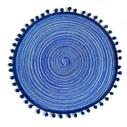 Set de table bleu circulaire lavable pour protéger la table des taches de sauce