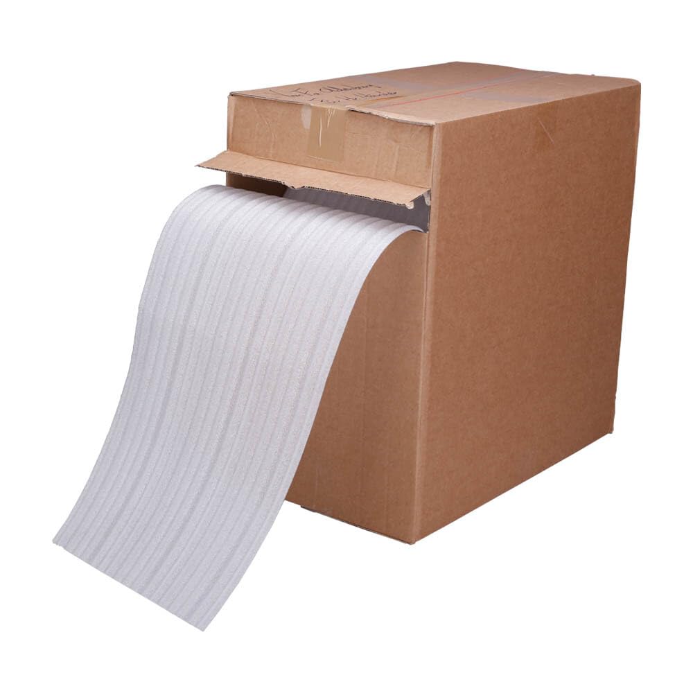 Schaumfolie Rollen im Spenderkarton, Nopaschaumfolie, Verpackungsfolie, geschäumtes PE, Weiß, 30 cm x 80 m (Breite x Länge), 2 mm Stärke, alle 32 cm perforiert, 1 Rolle(n)