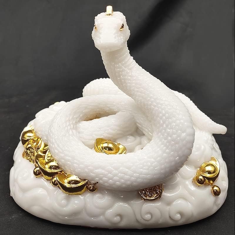 Amazon.co.jp: 白へび 蛇 ヘビ 巳年 白蛇 置物 干支 十二支 開運 金運