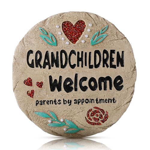 Yuntau Grandchildren Welcome Stepping Stone - 10 Inch Resin Grandparents