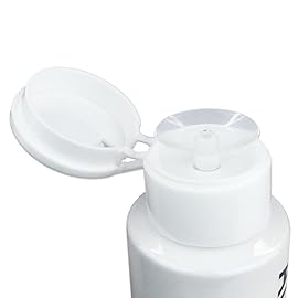 7oz White with Word Imprint Push Down Pump Dispenser Empty Refillerable Bottle with Flip Top Cap - for Nail Polish, Travel, Cosmetics Packaging