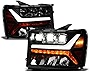 Stehlen 642167823735 Full LED Sequential Tri Projector Headlights (Black) For 2007-2013 GMC Sierra 1500/2007-2014 2500 3500 HD