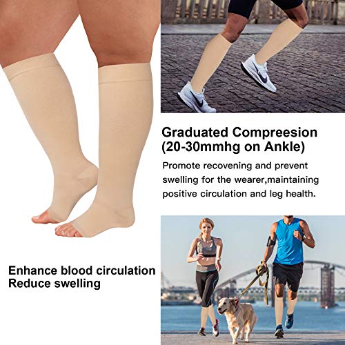 Image of Extra Wide Calf Compression Socks Toeless for WomenMen 20-32mmHg Plus Size