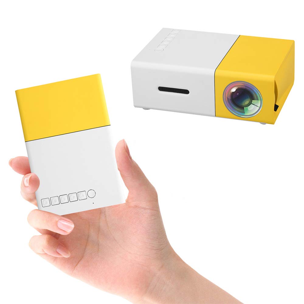 HD Battery Operated 320X240 Pixels YG-300 HDMI USB LED Pocket Projector (Yellow,60in)