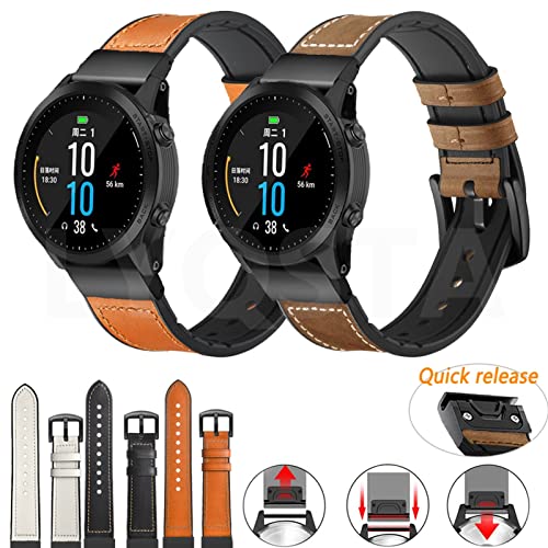 Bracelet en cuir Garmin Fenix 6 fixation rapide interchangeable 22 26 mm - 3