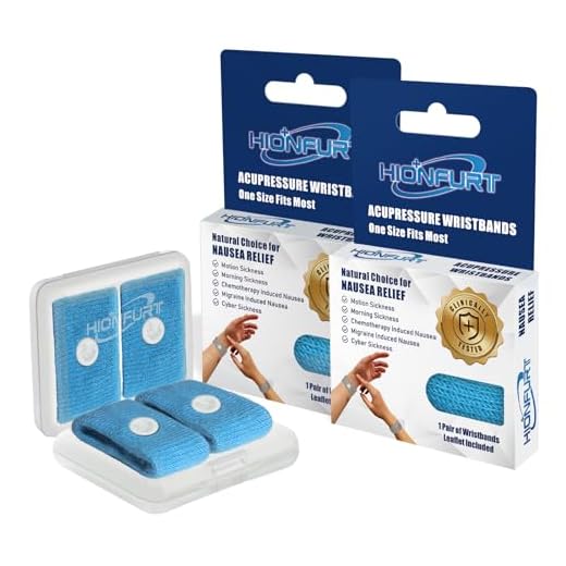 Pulseras Antimareos Hionfurt para Niños y Adultos, Bandas de Acupresión para el mareo por Movimiento en coche, mar y avión, Alivio de las Náuseas Matutinas en Embarazadas - 2 pares Azul, Azul