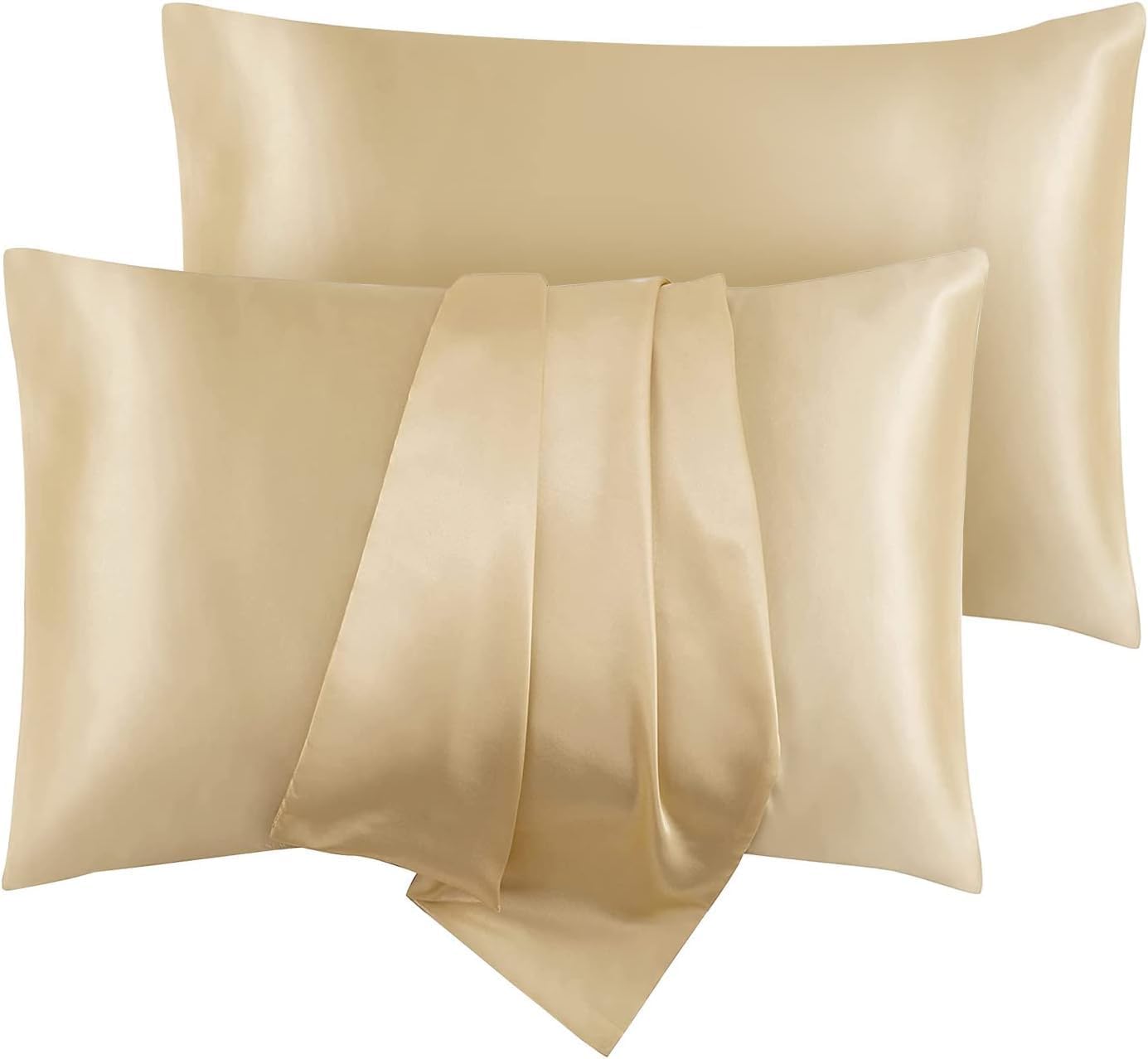 Satin Pillowcase, T Tersely 2 Pack 20"x 30" Silk Satin Pillowcases for Hair and Skin Queen Size Pillow Case with Envelope Closure (50x75cm, Taupe)