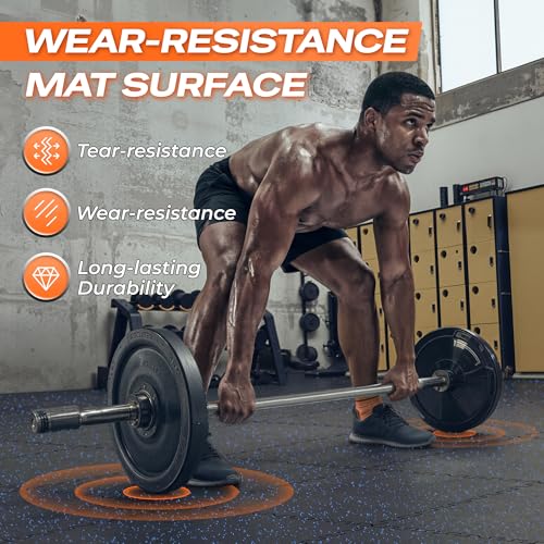 Image of SUPERJARE 0.56'' Thick 192 Sq Ft Rubber Top Gym Flooring for Home Gym