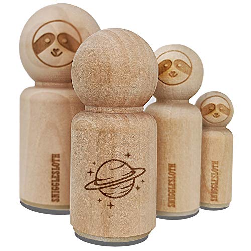 Saturn Planet with Rings and Stars Rubber Stamp for Stamping Crafting Planners - 3/4 Inch Small