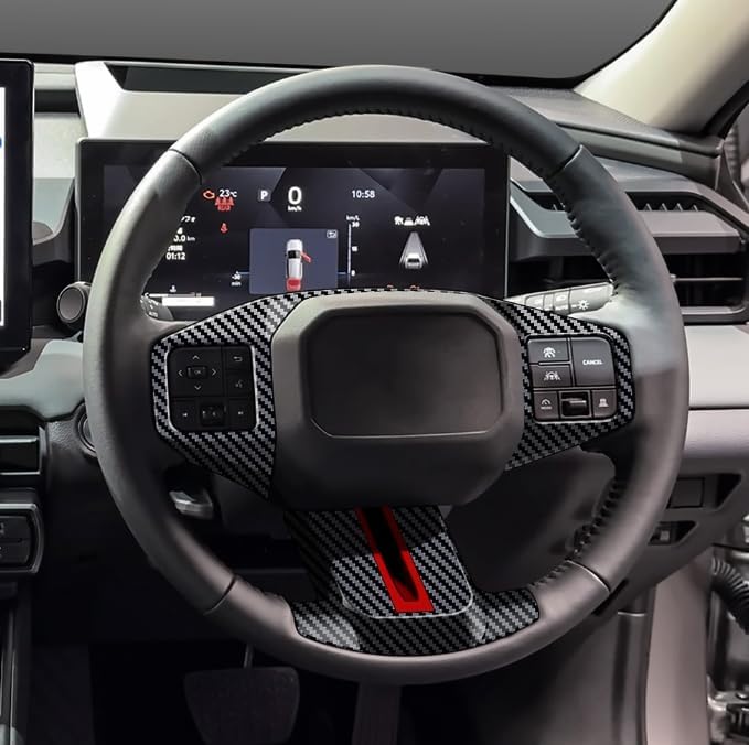 Steering Wheel Switch Cover Trims for Toyota RAV4 2026 Car Accessories ABS (Carbon Fiber and Red)