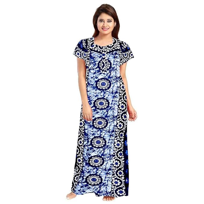 Image of Nighty for Women Cotton Printed Maxi Gown Ankle Length Nighty Night Dress Gown for Women Maxi - (Pack of 2)