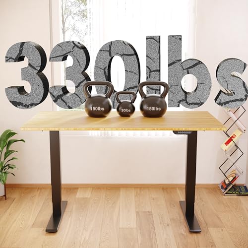 Image of FLEXISPOT E6 MAX Bamboo 72x30 Inch Dual Motor 3-Stage Heavy Duty Standing Desk, 330lbs Weight Capacity, Height Adjustable Desk w /Cable Management & Wheels (Solid Bamboo Desktop + Black Frame)