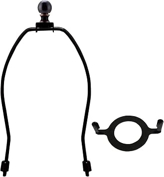 7" Lamp Shade Harp Holder and E26 Light Base UNO Fitter Adapter Converter Finial Set,for Table and Floor Lamps-Bronze