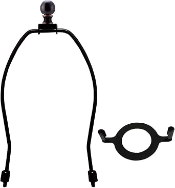 6" Lamp Shade Harp Holder and E26 Light Base UNO Fitter Adapter Converter Finial Set,for Table and Floor Lamps-Bronze