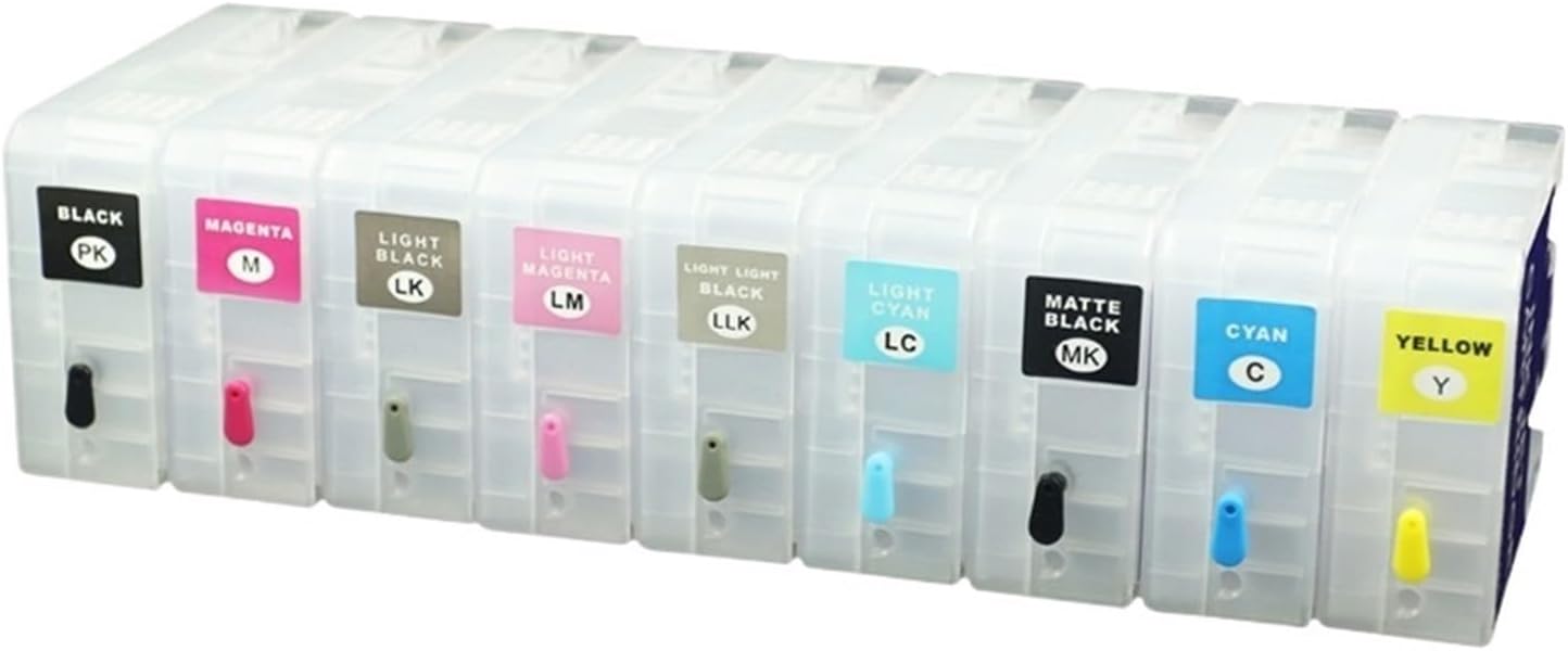 Compatible with P800 SC-P800 Printers T8501-T8509 Capacity 80 Ml Refillable Empty Ink Cartridges(T8509)