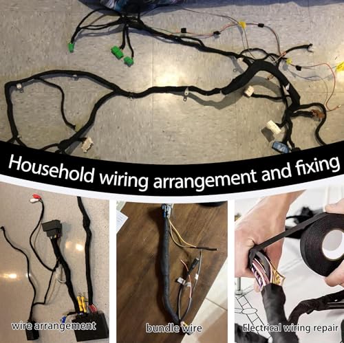 Image of Black Wiring Harness Tape,3 /4Inch x 50FT,10-Pack,High Temp Fabric Cloth Tape for Automotive,Engine /Cable Harness Tape, Noise Damping,Insulation,Wire Fixed,Bundle Wire