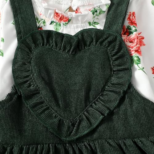Olluisneo Newborn Baby Girl Dress Fall Winter Infant Long Sleeve Floral Green Dress Baby Girl Clothes Skirts Set 3-6 Months thumb #2