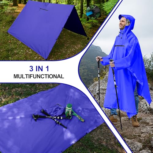 Image of Andake Waterproof Rain Poncho for Adults Unisex,230T Ripstop Polyester,Raincoat Gear with Transparent Viewing Window Outdoors