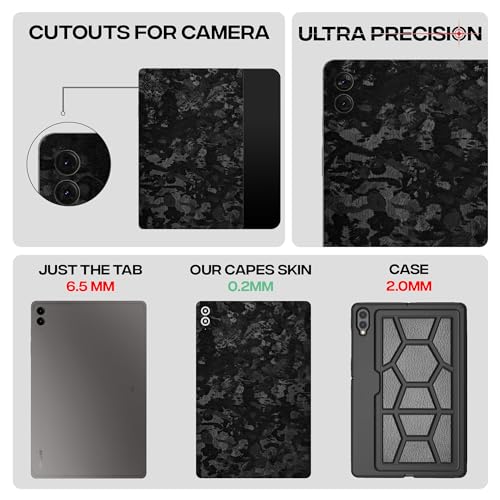 Image of Capes Tablet Skins Compatible with Samsung Galaxy Tab S9 FE Plus | Ultra-Thin Protective Film | Anti-Scratch Vinyl Decal Skin | Not Case /Cover (Forged Carbon, Back Skin)