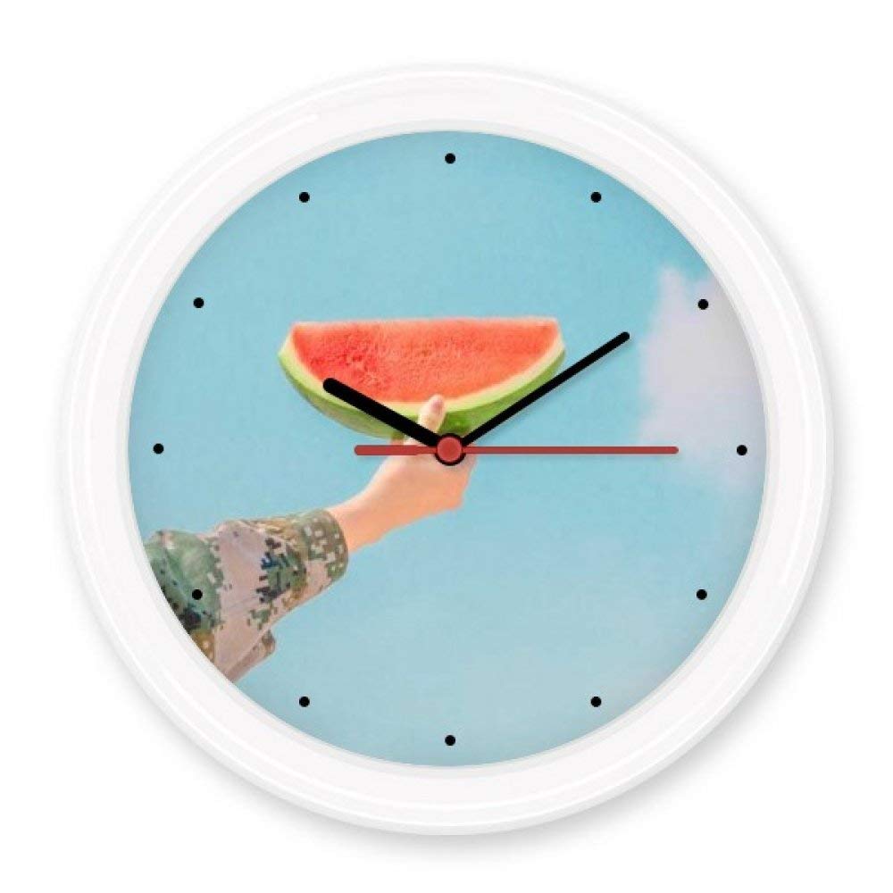 Horloge murale sans bruit de tic-tac ronde bleu ciel pastèque paysage nature à pile
