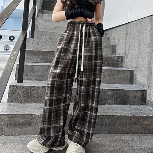 Girls Plaid Wide Leg Pants Kids Trendy Streetwear Hip Hop Dance Cotton Sweatpants Youth High Waist Active Cargo Pants2