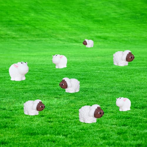 BLMHTWO 30 Stück Miniatur Schafe,Kleine Schafe Deko Mini Harzig Mooslandschaft Realistisch Schafe Deko für Topfpflanzen, Gärten, Puppenhäuser