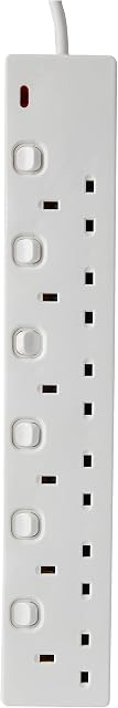 pro elec 10 m 6 Way Switched Extension Lead - White
