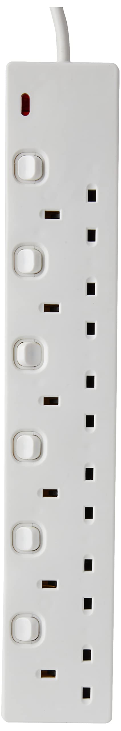 Pro Elec 10 M 6 Way Switched Extension Lead - White 5051259150393