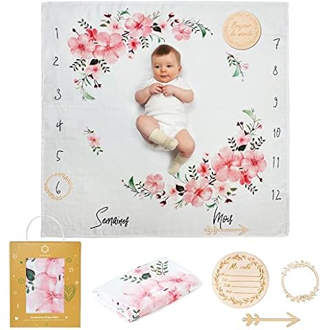 ODOXIA Manta Meses Bebé En Francés | Muselinas Bebé Algodón Cover