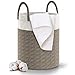 AMZVALUES Faltbarer Wäschekorb Braun/Weiß aus Baumwolle - Geflochten - Extrem eleganter Wäschesammler - Großer XXL Aufbewahrungskorb - Laundry Basket - Spielzeugkorb - Handtuchkorb -58 L