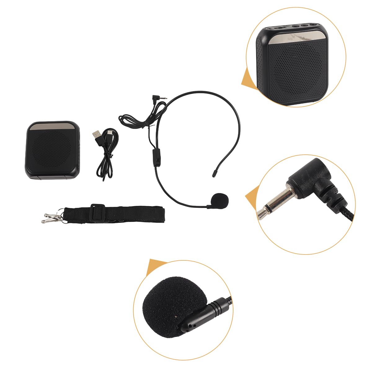 Enceinte Portable avec Microphone intégré pour Enseignants, réunions, Guides touristiques, Yoga, salles de Classe (Noir)