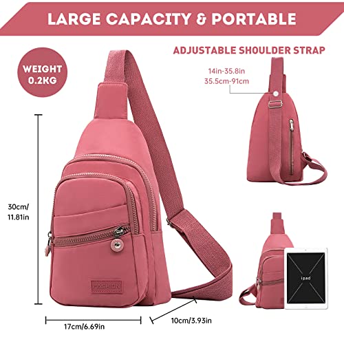 Long Keeper Sling Chest Bag - Women Men Waterproof Crossbody Backpack Traveling Running Hiking Shoulder Daypack Bag (Pink) #TOP1
