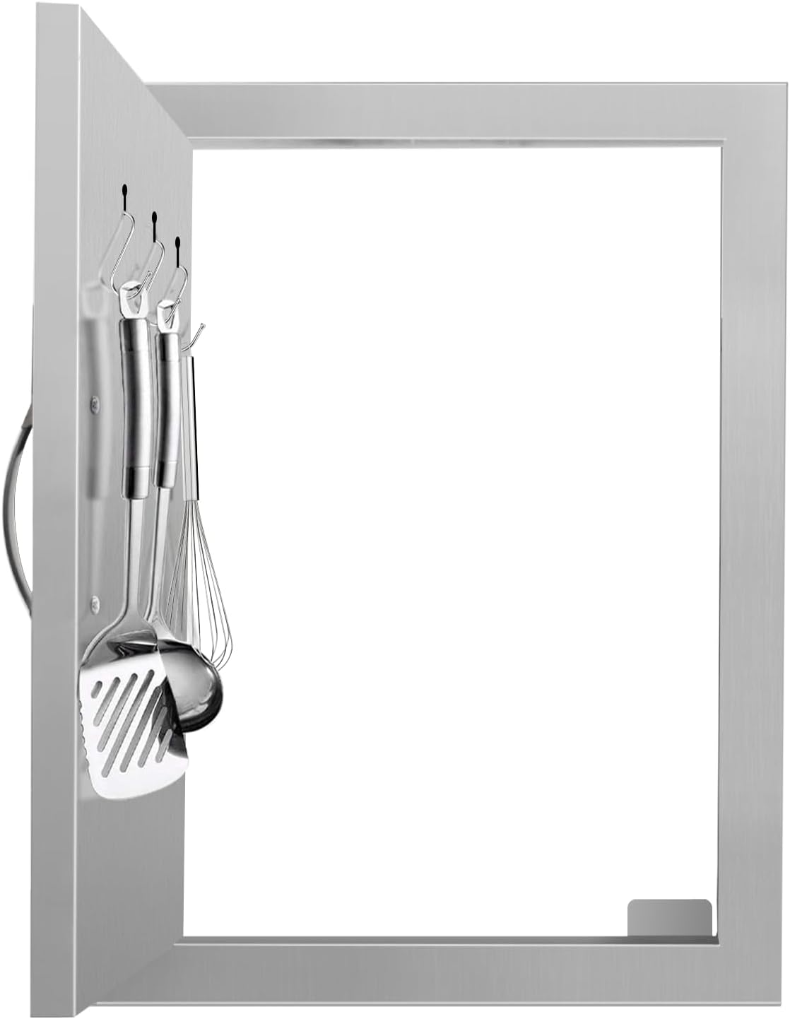 Outdoor Kitchen Doors 14W x 20H Inch Stainless Steel Doors, Access Door with Hidden Handles& Hooks Double Access Cabinet Door, Flush Mount for Grilling Station, Outdoor Kitchens BBQ Island& Cabinet