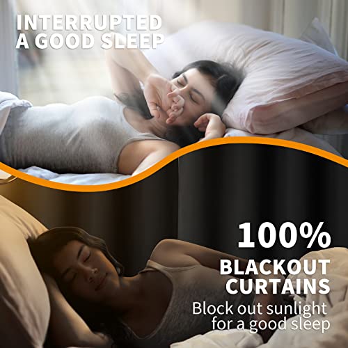 Image of YoungsTex Short 100% Blackout Curtains 40 Inch Length for Windows, Small Thermal Insulated Drapes with Grommet Room Darkening Privacy with Liner for Bedroom, Dark Grey, 2 Panels, 42 X 40 Inch